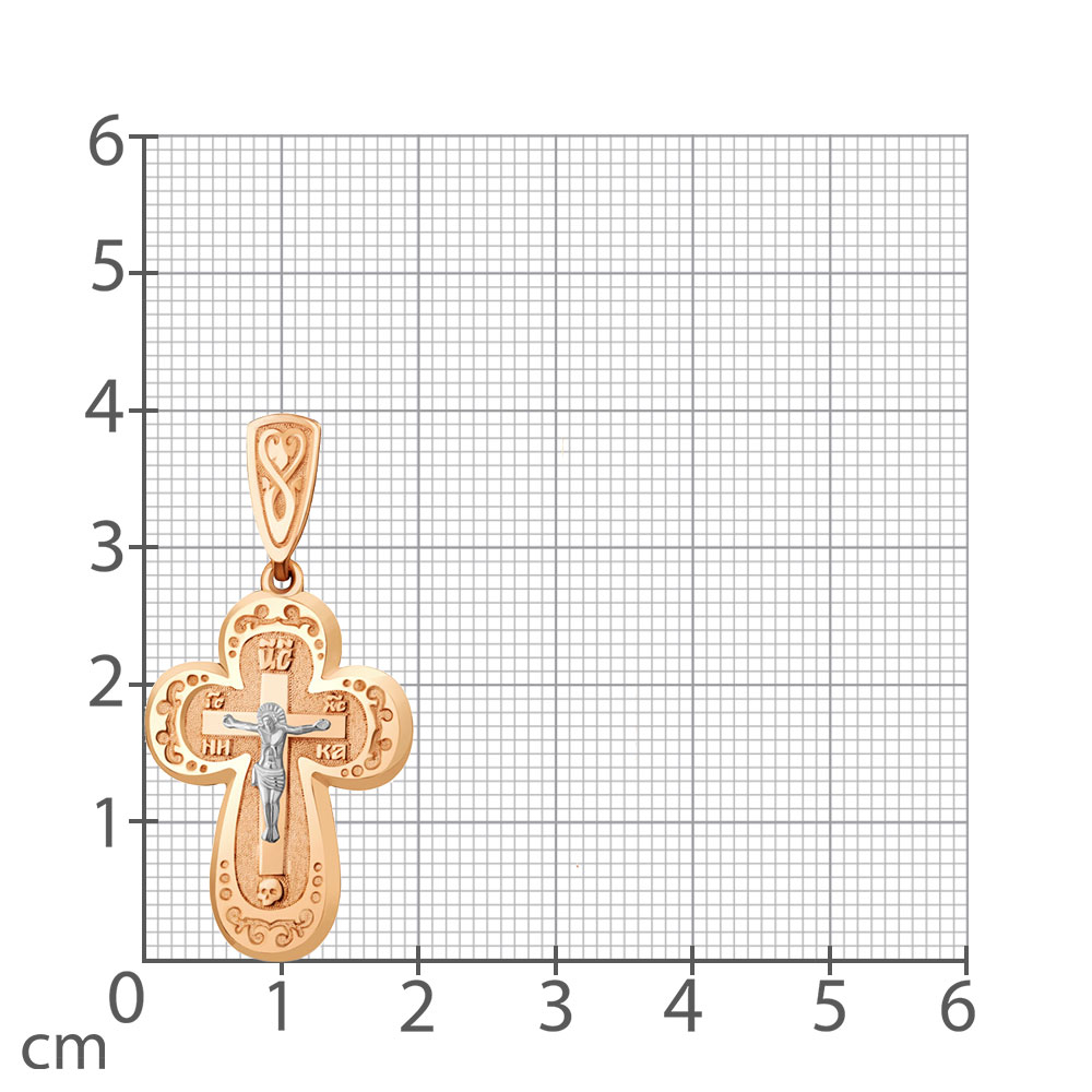 Крестик из красного золота без камней