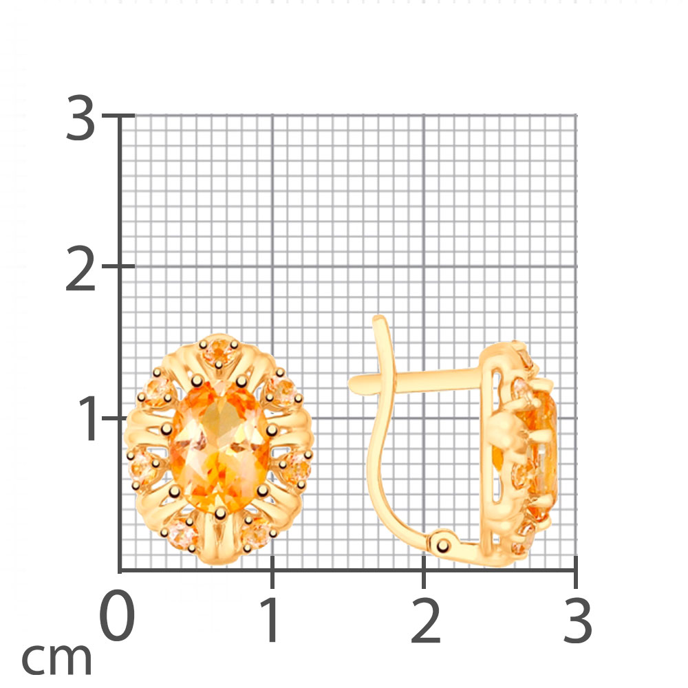 Cercei din aur roșu cu pietre Topaz Swarovski, Topaz incolor