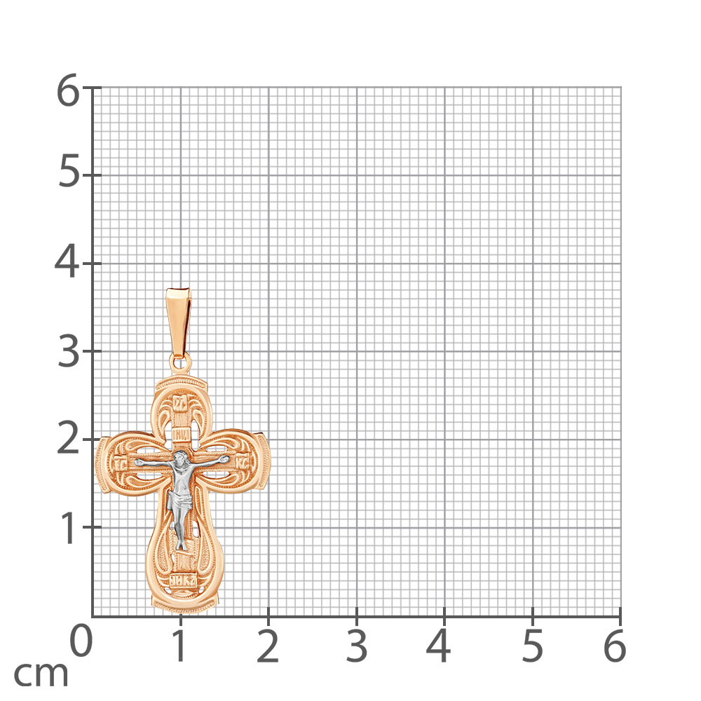 Крестик из красного золота без камней