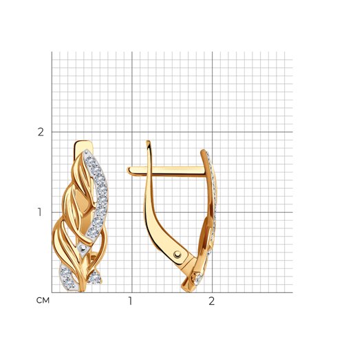 Cercei din aur roșu cu pietre Cubic Zirconia Incolor