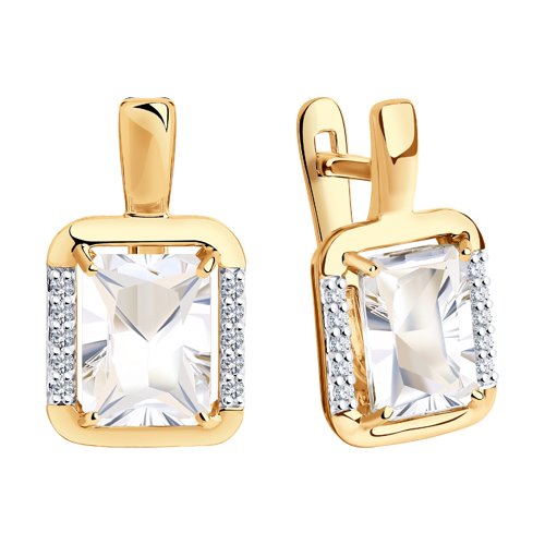 Cercei din aur roșu cu pietre Cubic Zirconia Incolor, Cristal de munte