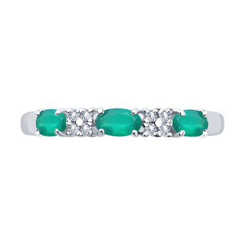 Inel din argint  cu pietre Cubic Zirconia Incolor, Agat verde