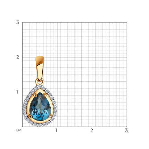 Pandantiv din aur roșu cu pietre Cubic Zirconia Incolor, Topaz London