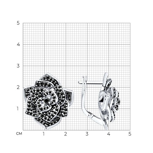 Cercei din argint  cu pietre Cubic Zirconia Negru