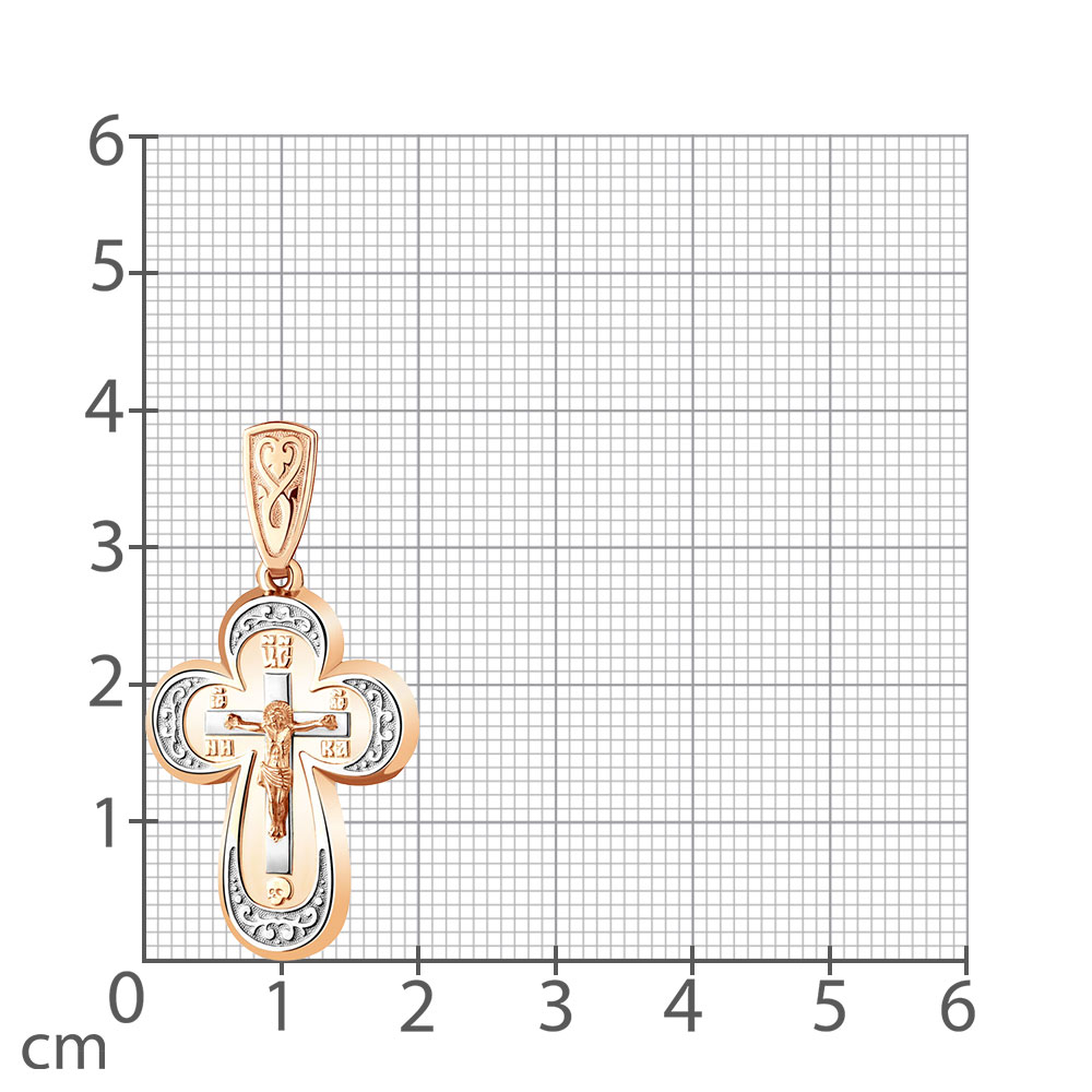 Крестик из красного золота без камней