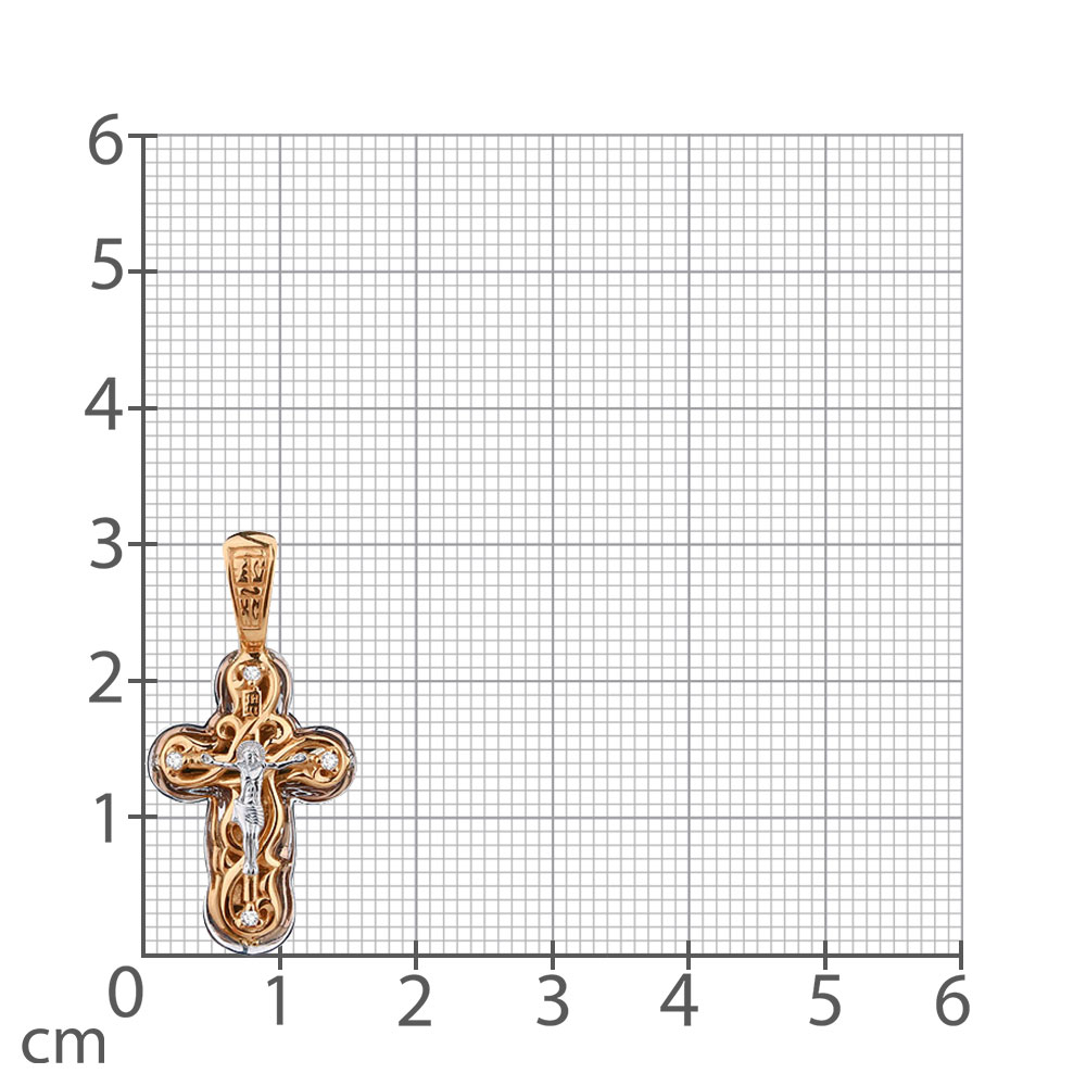 Cruce din aur roșu cu pietre Cubic Zirconia Incolor