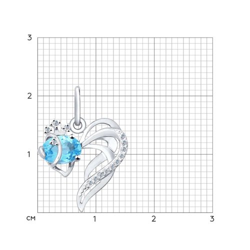 Pandantiv din aur alb cu pietre Cubic Zirconia Incolor, Topaz Swiss