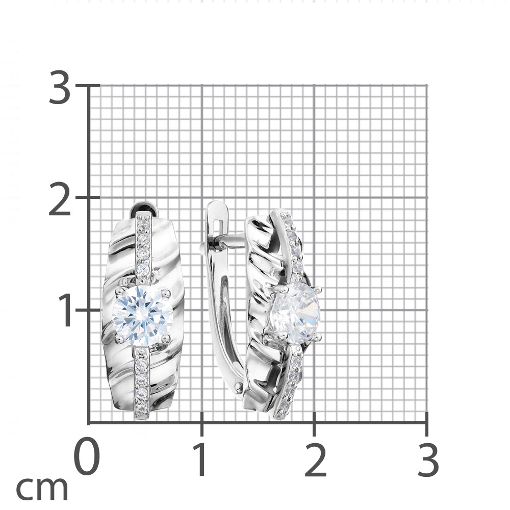 Cercei din aur alb cu pietre Cubic Zirconia Incolor