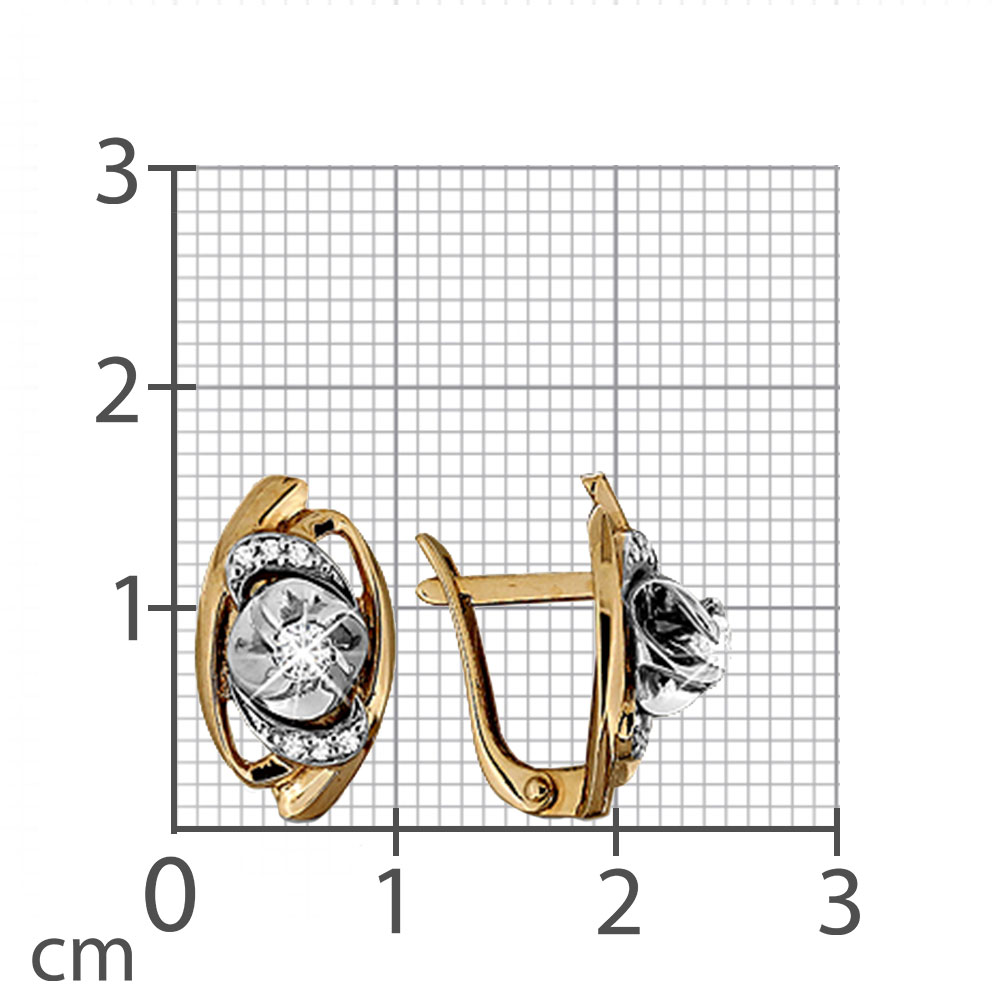 Серьги из белого и красного золота с камнями Бриллиант