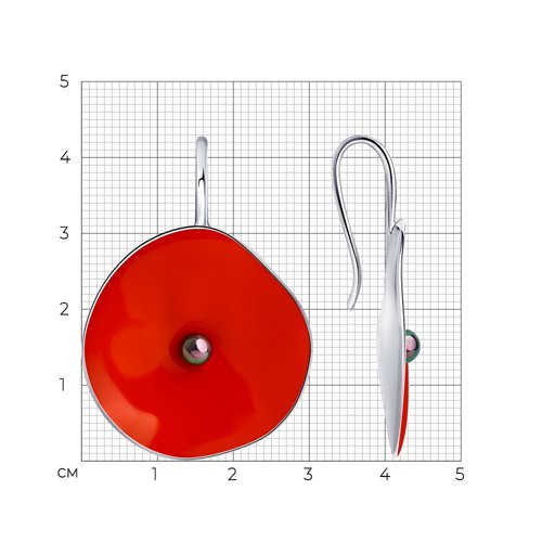 Серьги из серебра с камнями Жемчуг имит., Эмаль