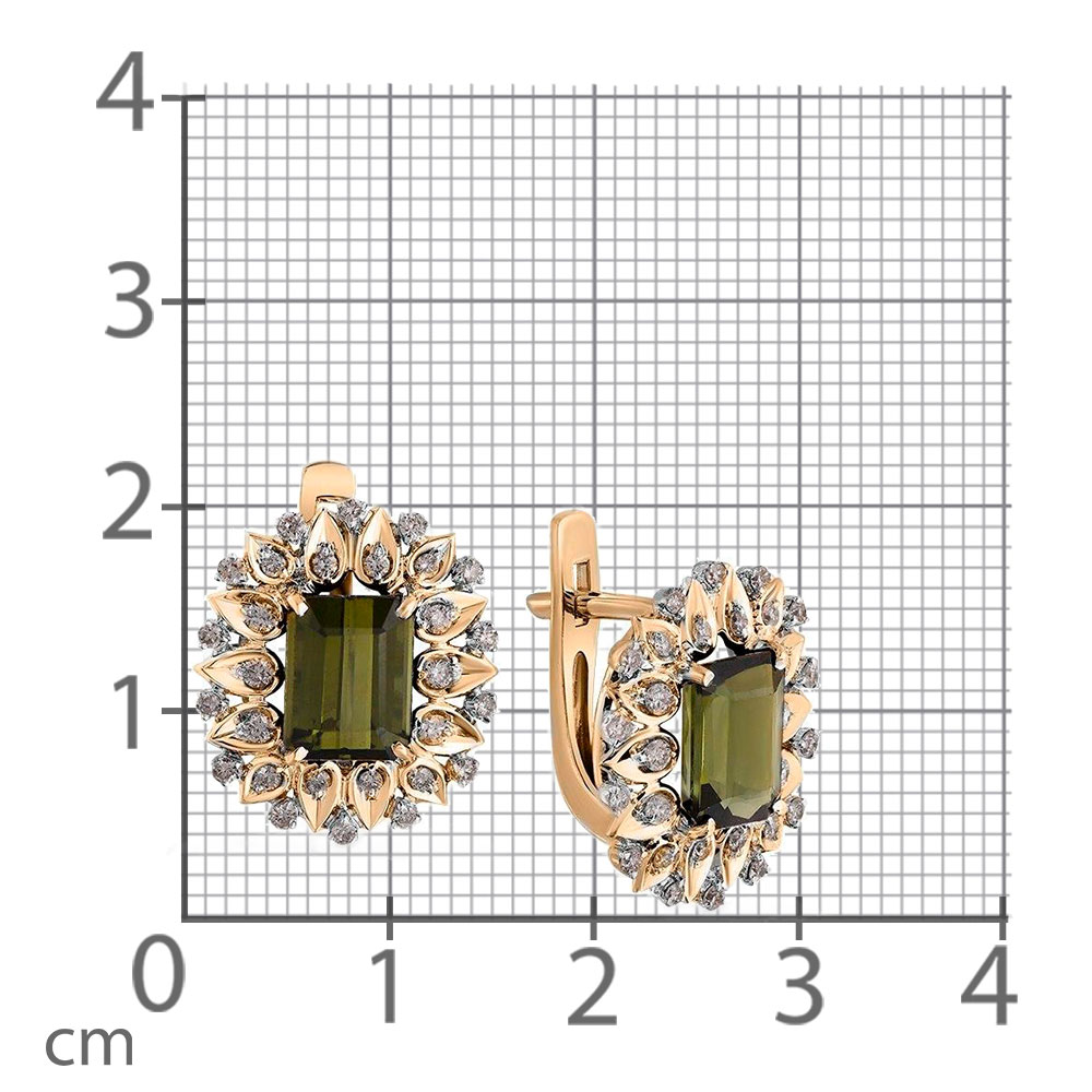 Cercei din aur roșu cu pietre Diamant, Turmalina