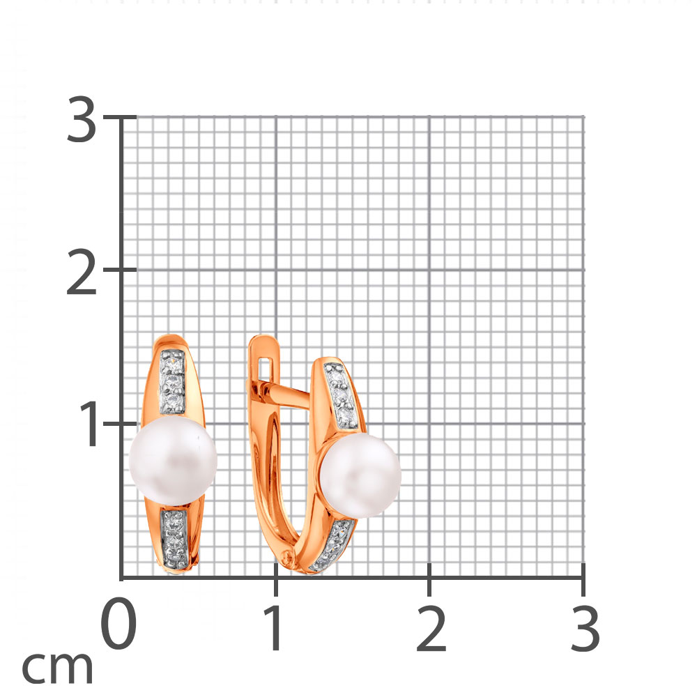 Cercei din aur roșu cu pietre Cubic Zirconia Incolor, Perla Albă