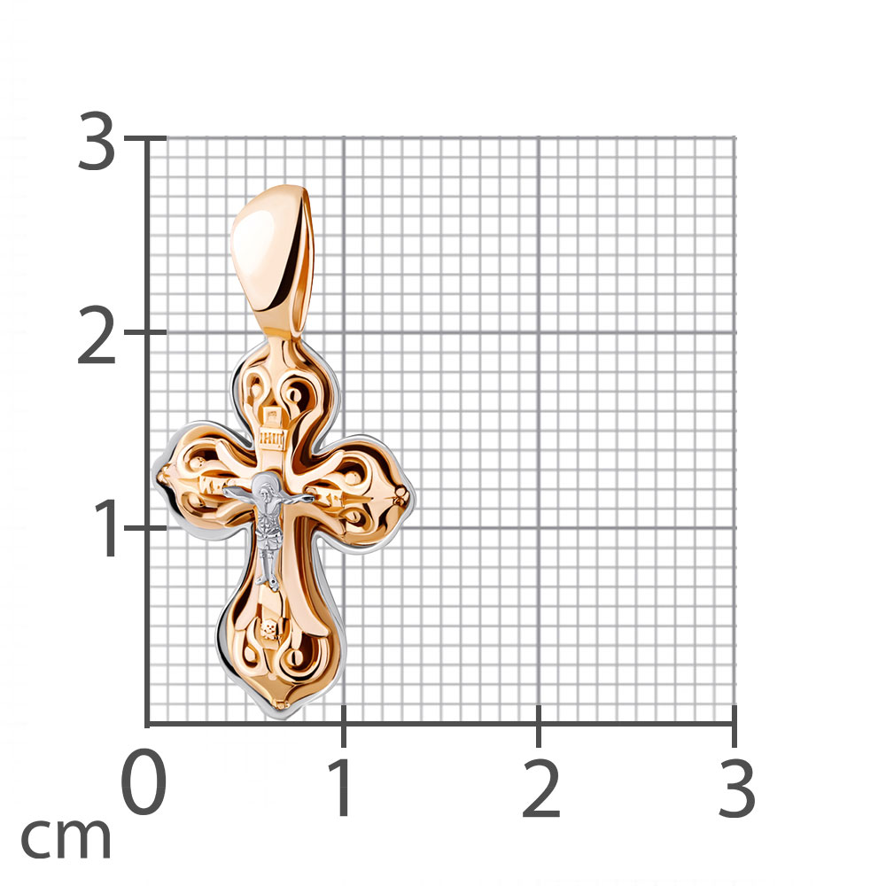 Крестик из красного золота без камней