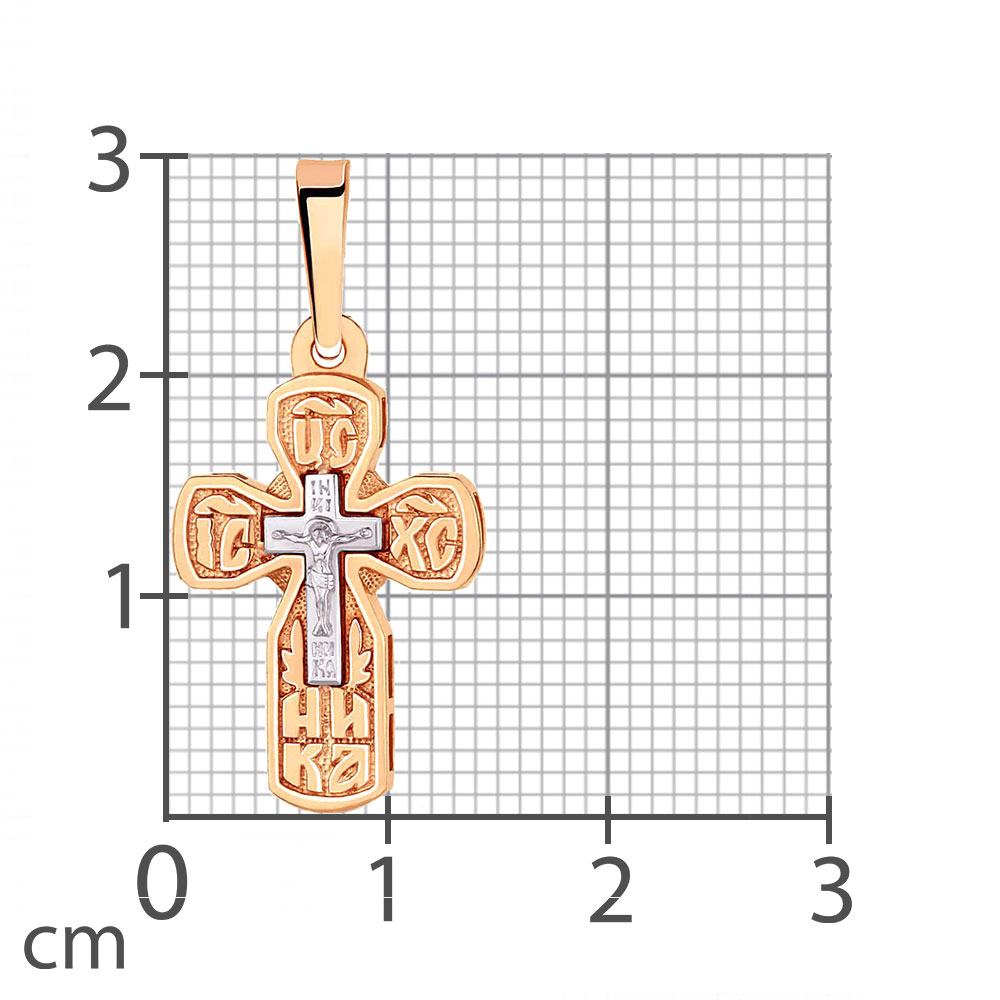 Крестик из красного золота без камней