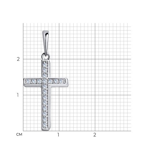 Cruce din aur alb cu pietre Cubic Zirconia Incolor