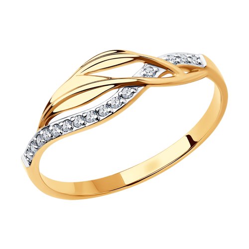 Inel din aur roșu cu pietre Cubic Zirconia Incolor