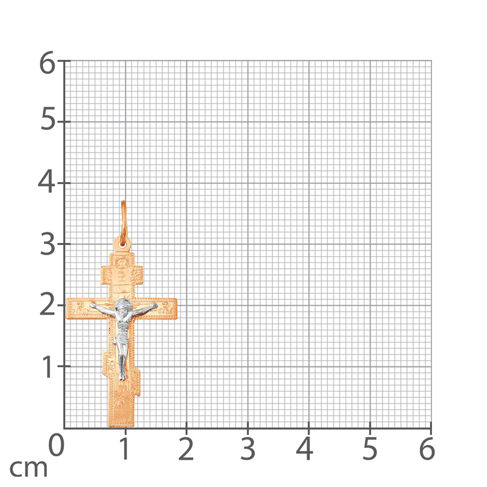Крестик из белого и красного золота без камней