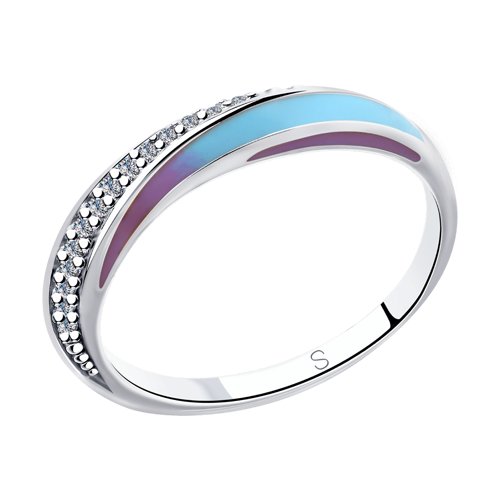 Inel din argint  cu pietre Cubic Zirconia Incolor, Emailare