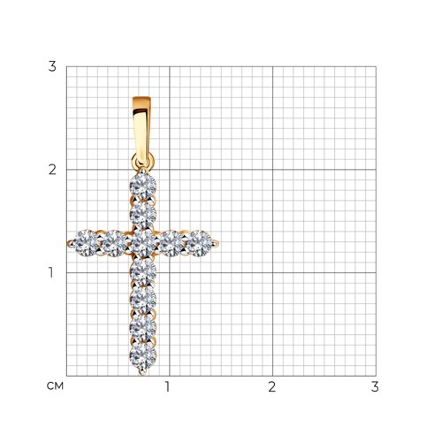 Cruce din aur roșu cu pietre Cubic Zirconia Incolor