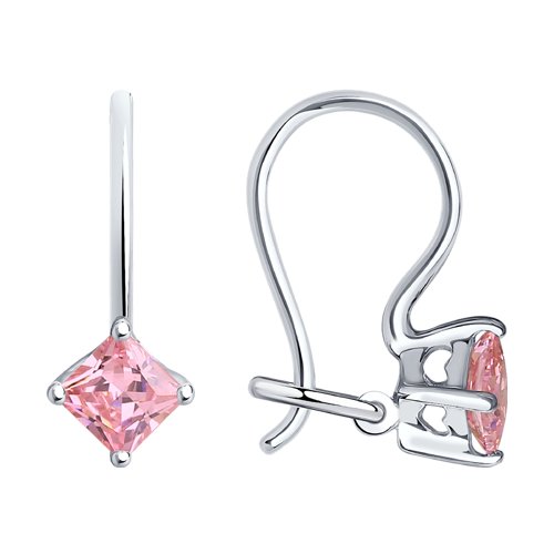 Cercei p-u copii din argint  cu pietre Cubic Zirconia Roz