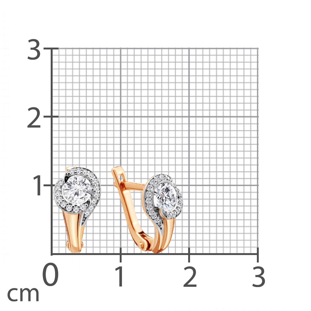 Cercei din aur roșu cu pietre Diamant