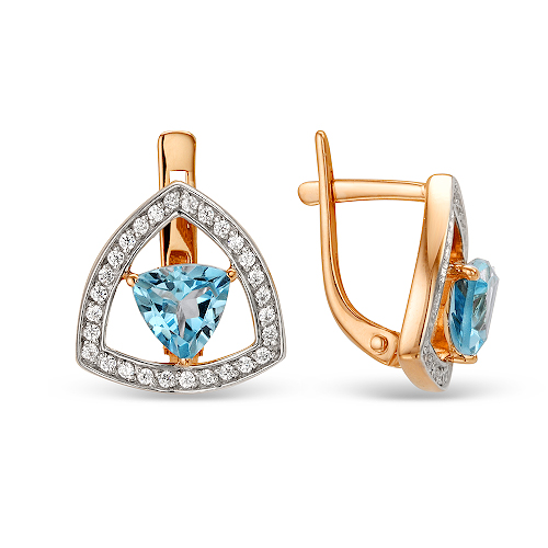 Cercei din aur roșu cu pietre Cubic Zirconia Incolor, Topaz