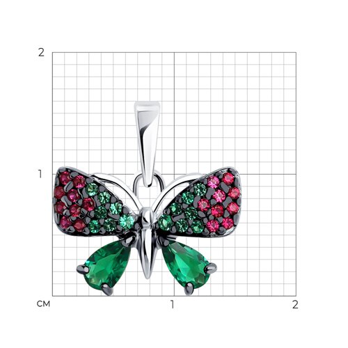 Pandantiv din argint  cu pietre Cubic Zirconia Verde, Corindon (rubin)