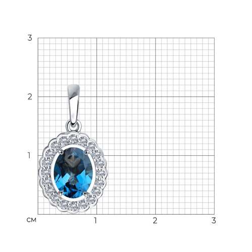 Pandantiv din aur alb cu pietre Cubic Zirconia Incolor, Topaz London