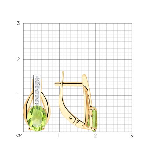 Cercei din aur roșu cu pietre Cubic Zirconia Incolor, Crisolit