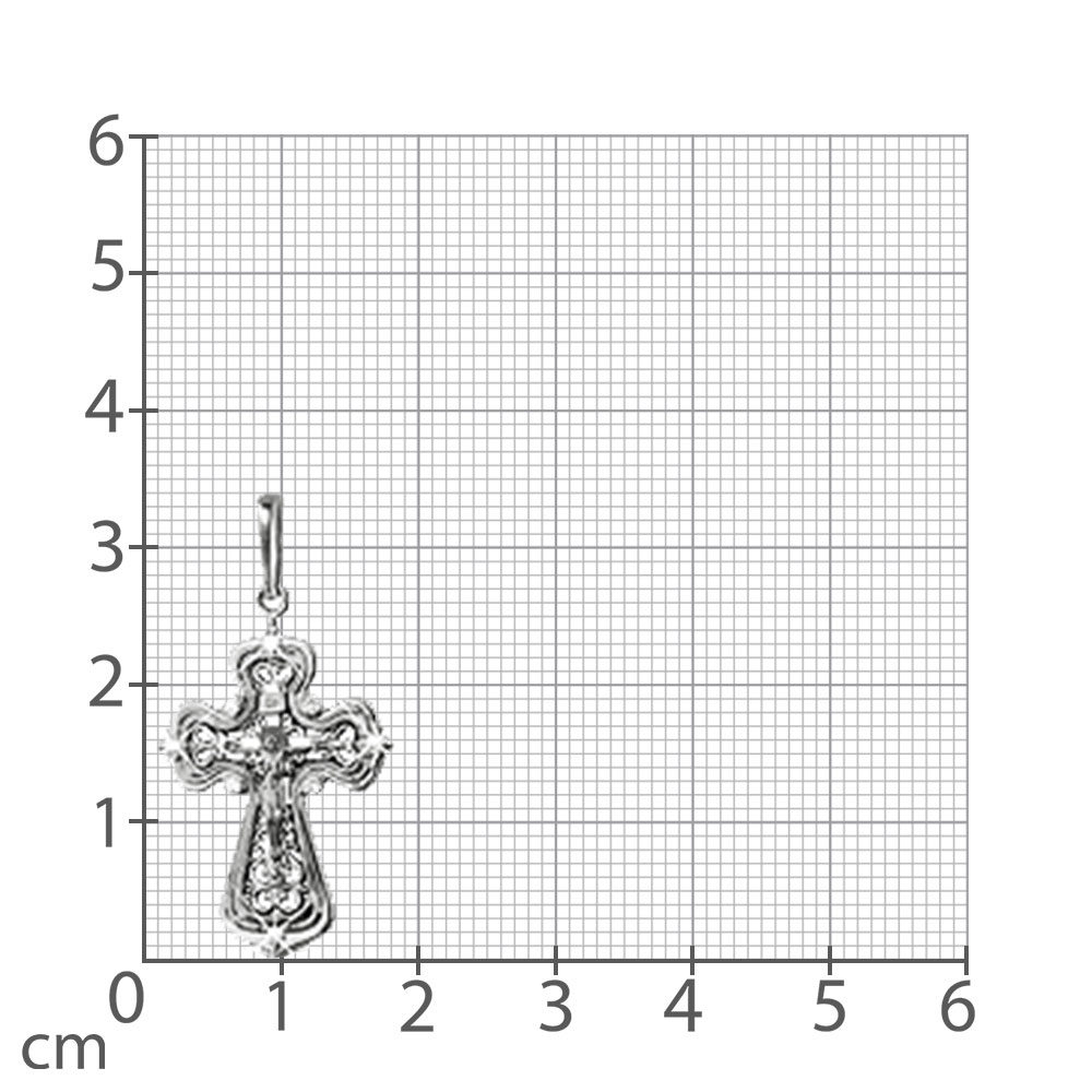 Крестик из белого золота с камнями Бриллиант