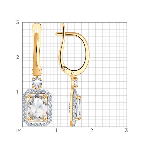 Cercei Suspendați din aur roșu cu pietre Cubic Zirconia Incolor, Cristal de munte