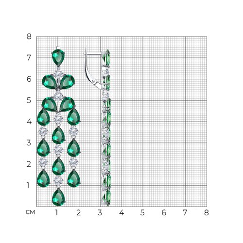 Cercei Suspendați din argint  cu pietre Cubic Zirconia Incolor, Cubic Zirconia Verde