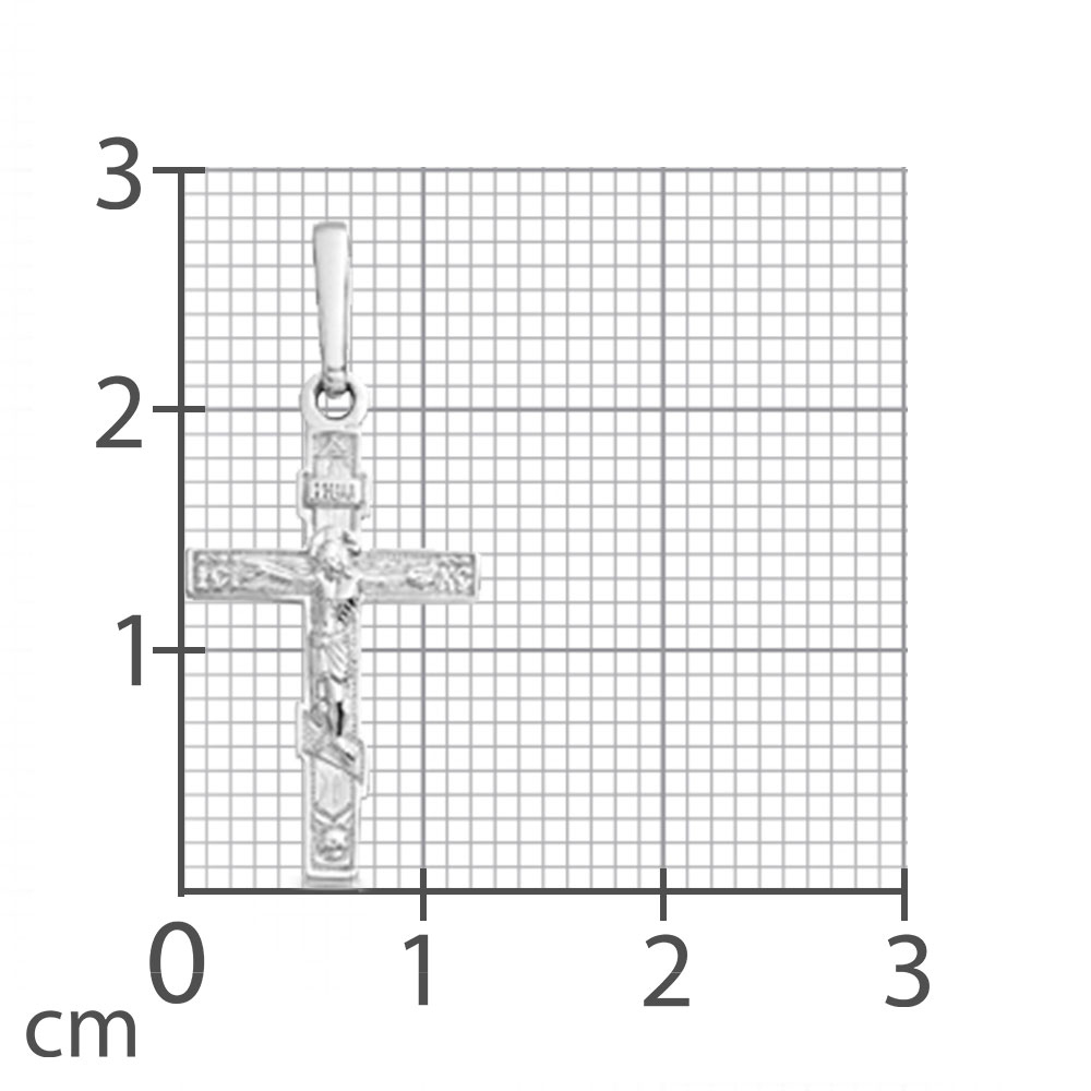 Крестик из белого золота без камней