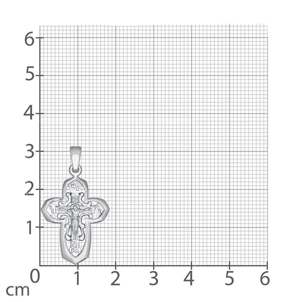 Крестик из белого золота без камней