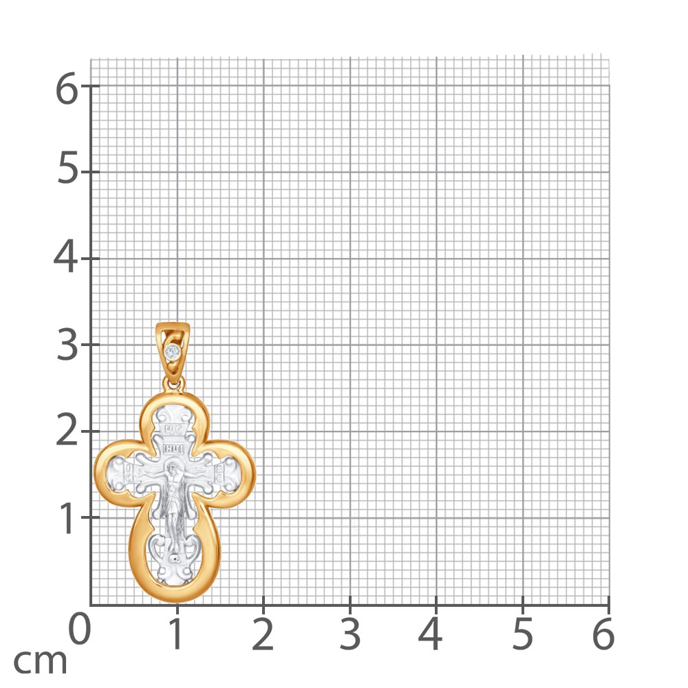 Cruce din aur alb și roșu cu pietre Diamant