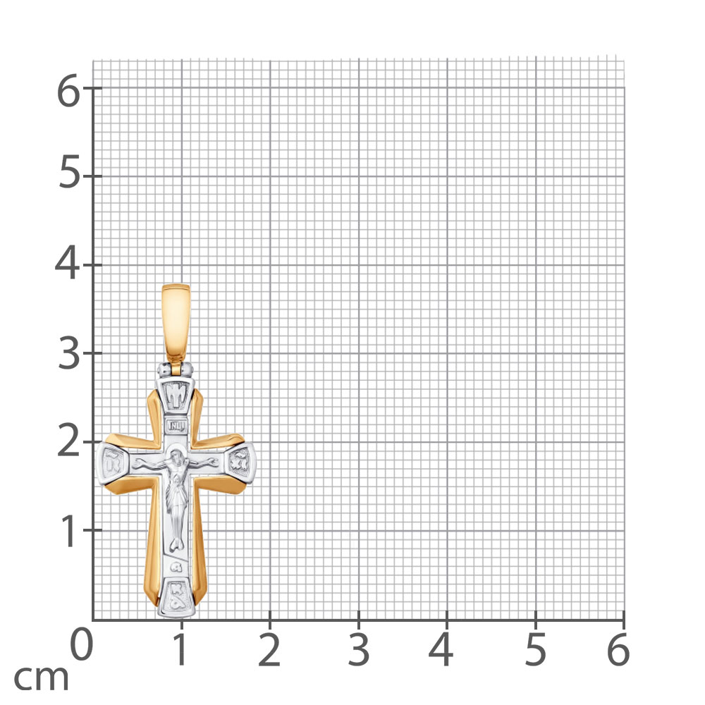 Крестик из белого и красного золота без камней
