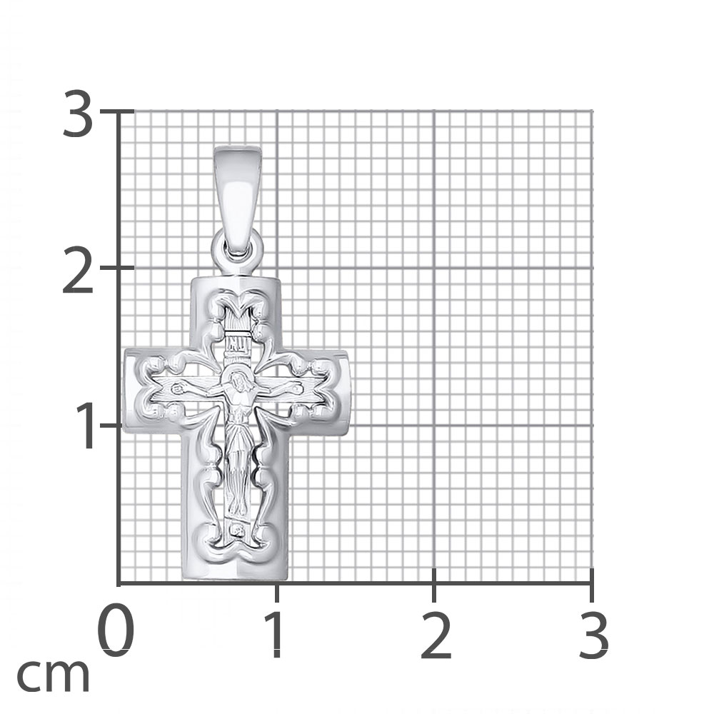 Крестик из белого золота без камней