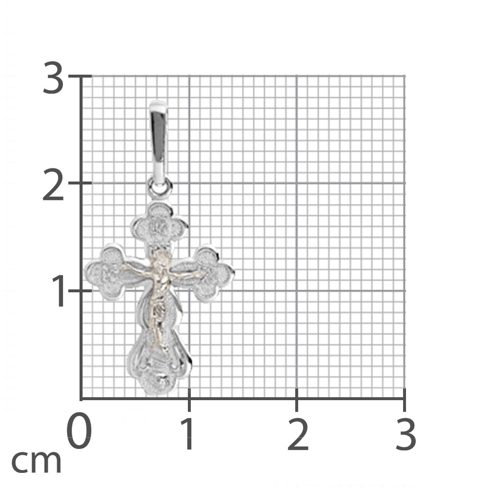 Крестик из белого золота без камней