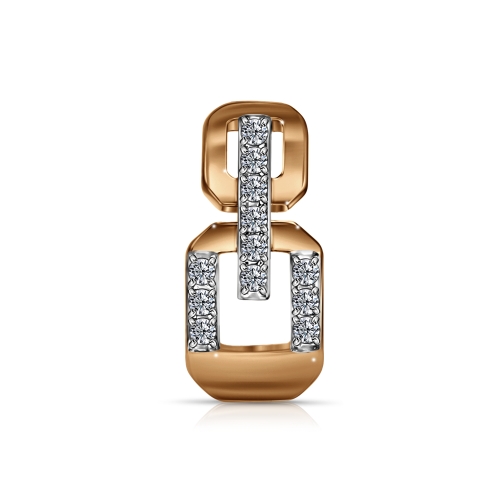 Pandantiv din aur roșu cu pietre Cubic Zirconia Incolor