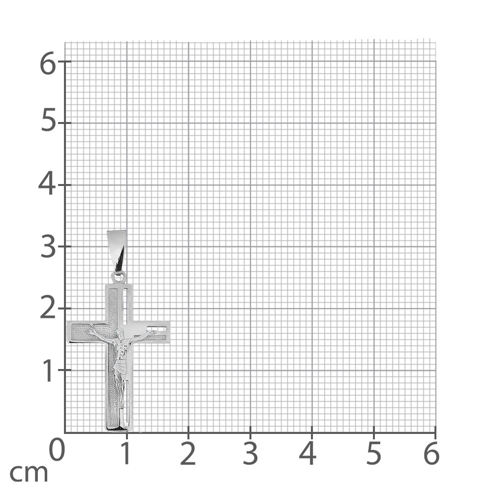 Крестик из белого золота без камней