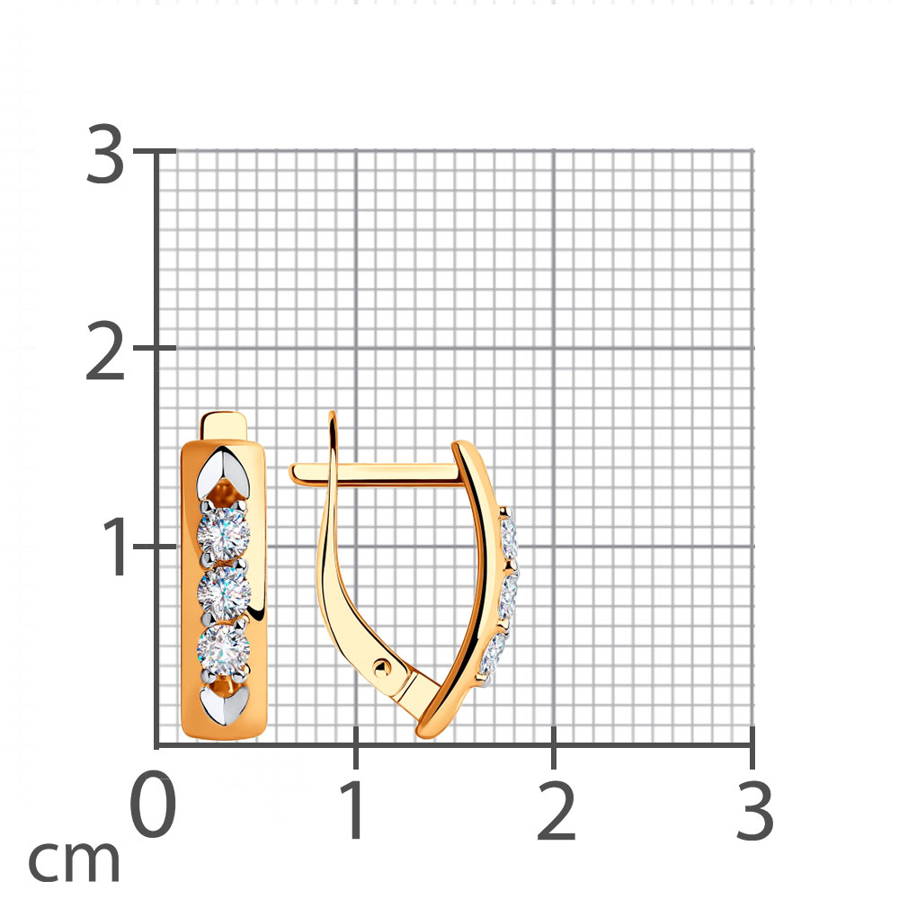 Cercei din aur roșu cu pietre Cubic Zirconia Incolor