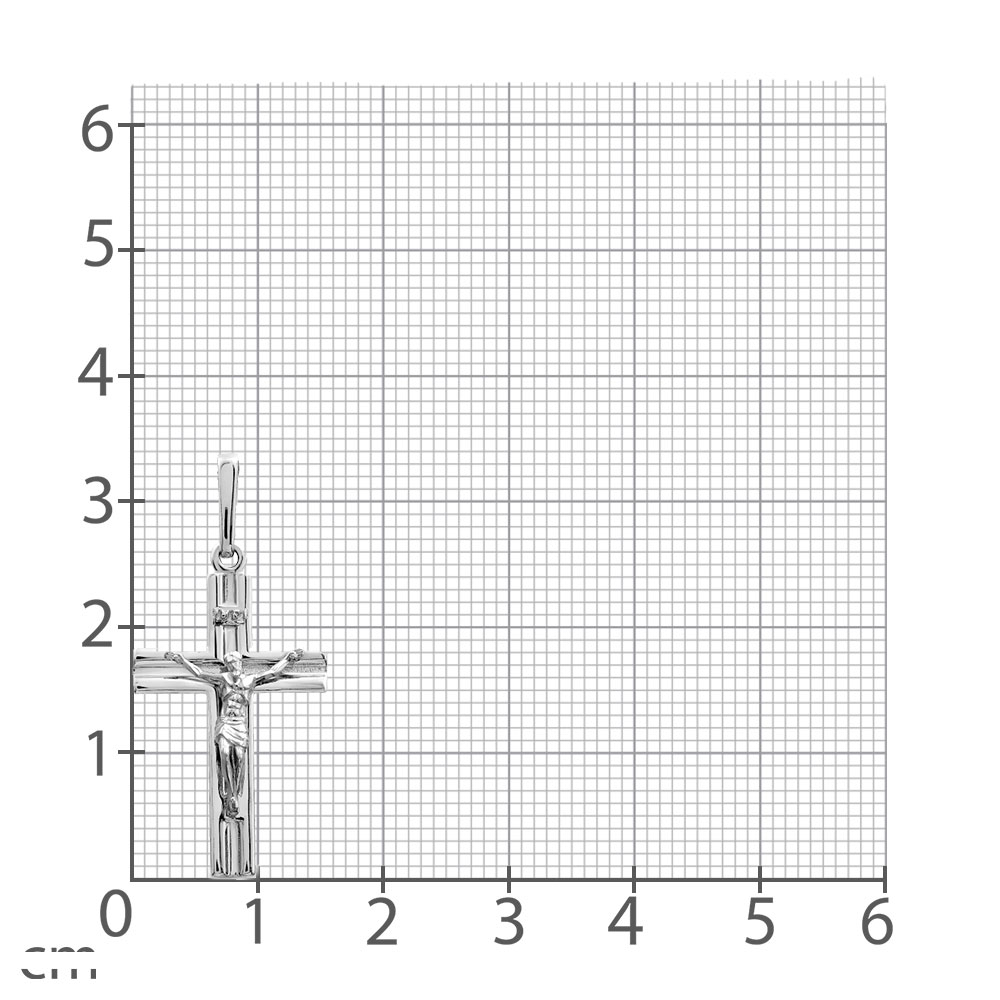Крестик из белого золота без камней