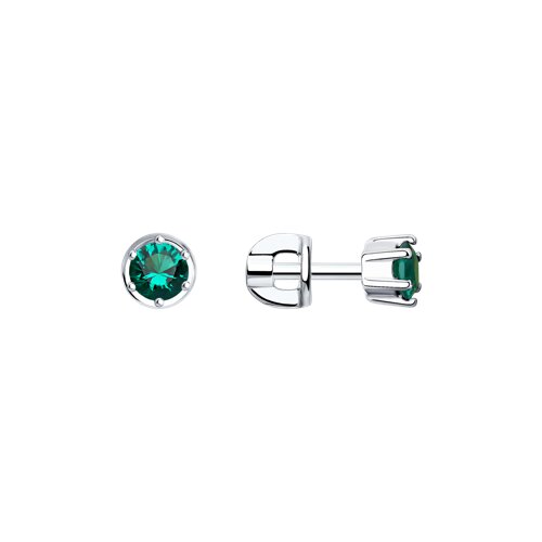 Cercei Pusete din argint  cu pietre Cubic Zirconia Verde