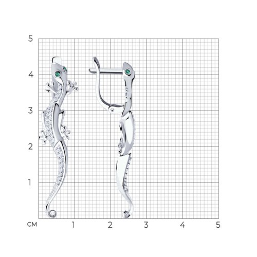 Cercei din argint  cu pietre Cubic Zirconia Incolor, Cubic Zirconia Verde