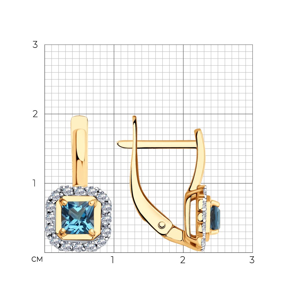 Cercei din aur roșu cu pietre Cubic Zirconia Incolor, Topaz London