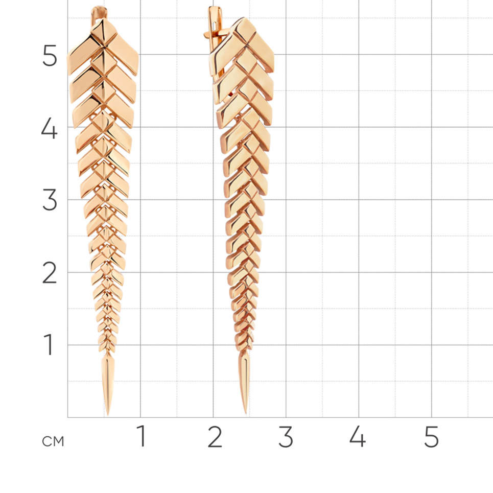Серьги Длинные из красного золота без камней