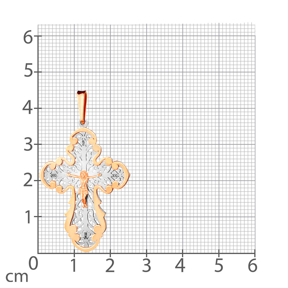 Крестик из красного золота без камней