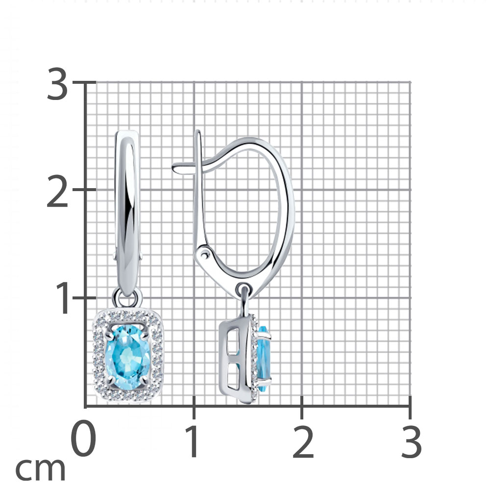 Cercei Suspendați din aur alb cu pietre Diamant, Aquamarin