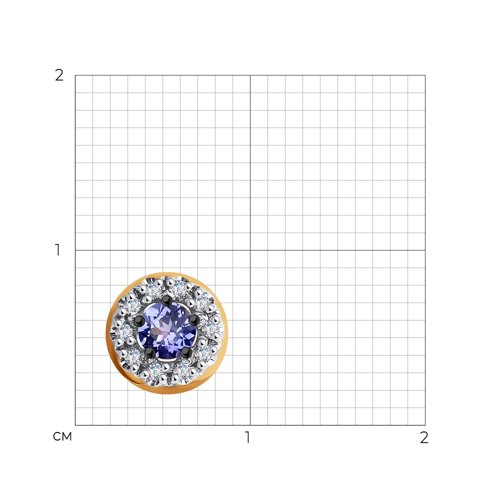 Pandantiv din aur roșu cu pietre Diamant, Tanzanit