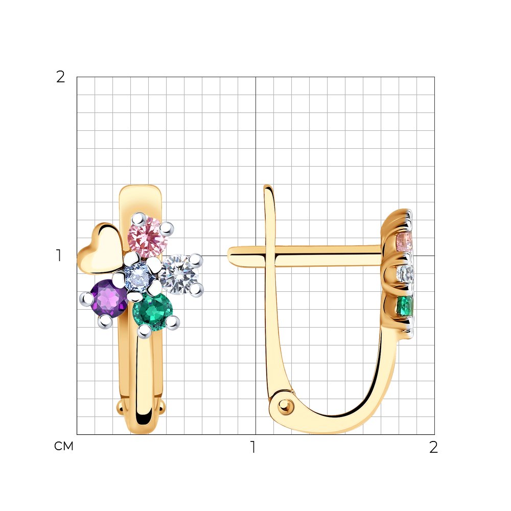 Cercei p-u copii din aur roșu cu pietre Cubic Zirconia Colorat